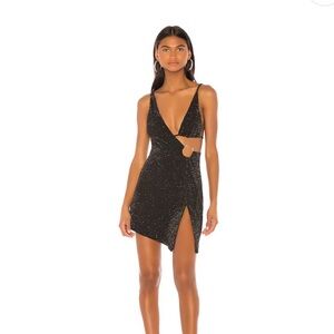 NWT H:ours Sparkling Cutout Mini Dress in Black